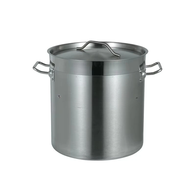 

Large capacity stainless steel soup pots and buckets for commercial kitchens, modern design with stainless steel lid
