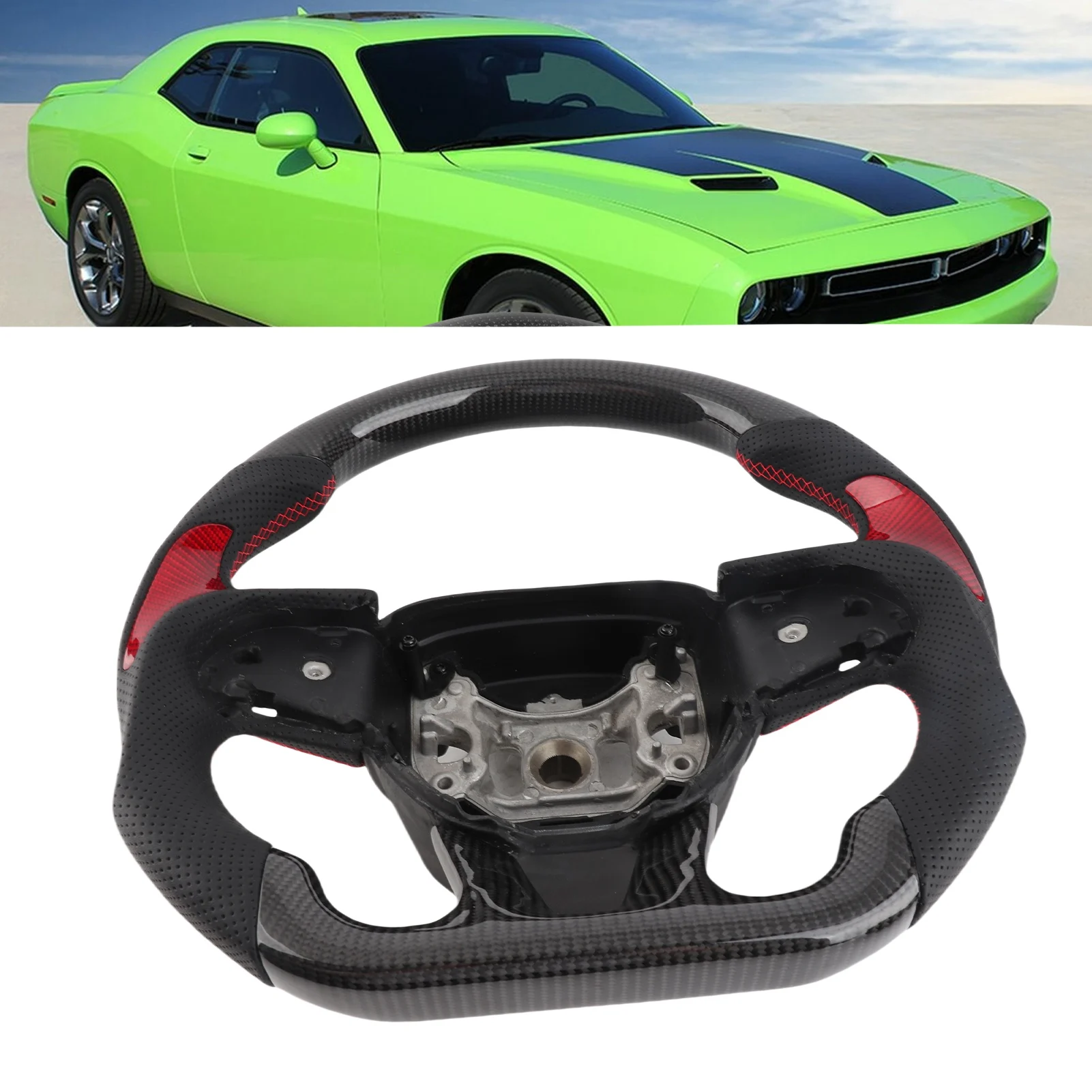 

Руль типа D, карбоновый руль, замена перфорированной кожи для HELLCAT 2015-2021, руль с красной ручкой