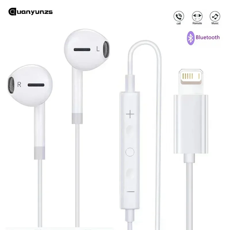 In Ear Earphone For Apple iPhone 16 15  14 13 12 11 Stereo Sound Wired Earbud Bluetooth-compatible Headset 3.5mm For all phone