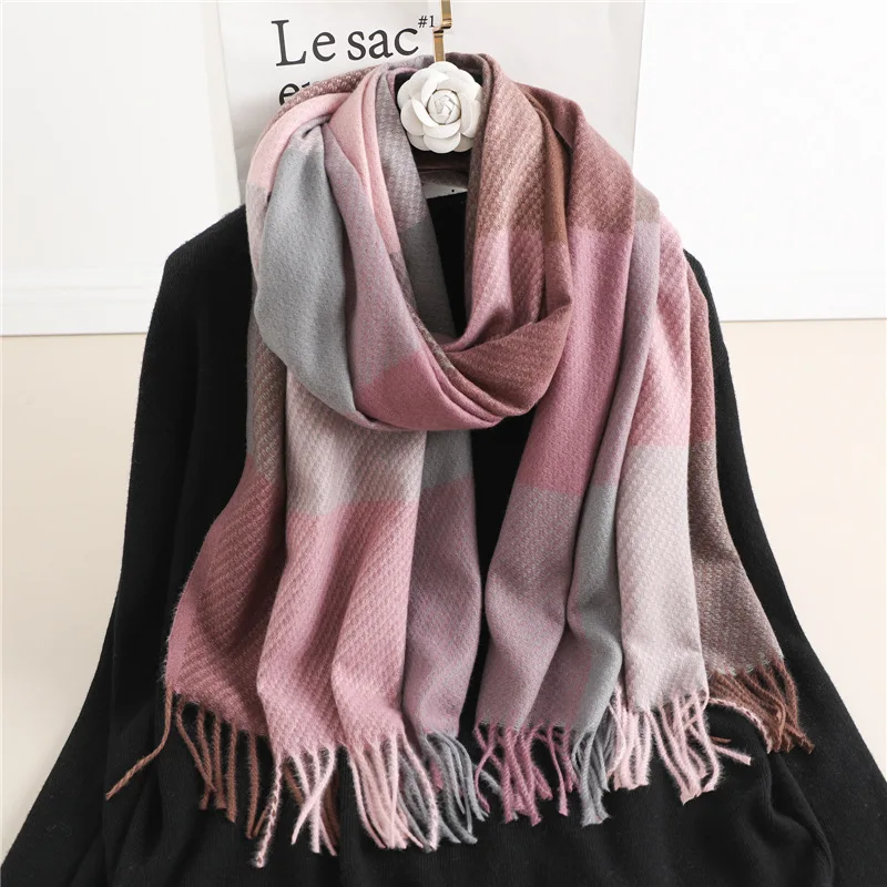 200 * 65cm Winter Women\'s Scarf Luxury Brand Classic Plaid Soft Women\'s Imitation Cashmere Scarf Shawl Pashmina Shawl and Wrap