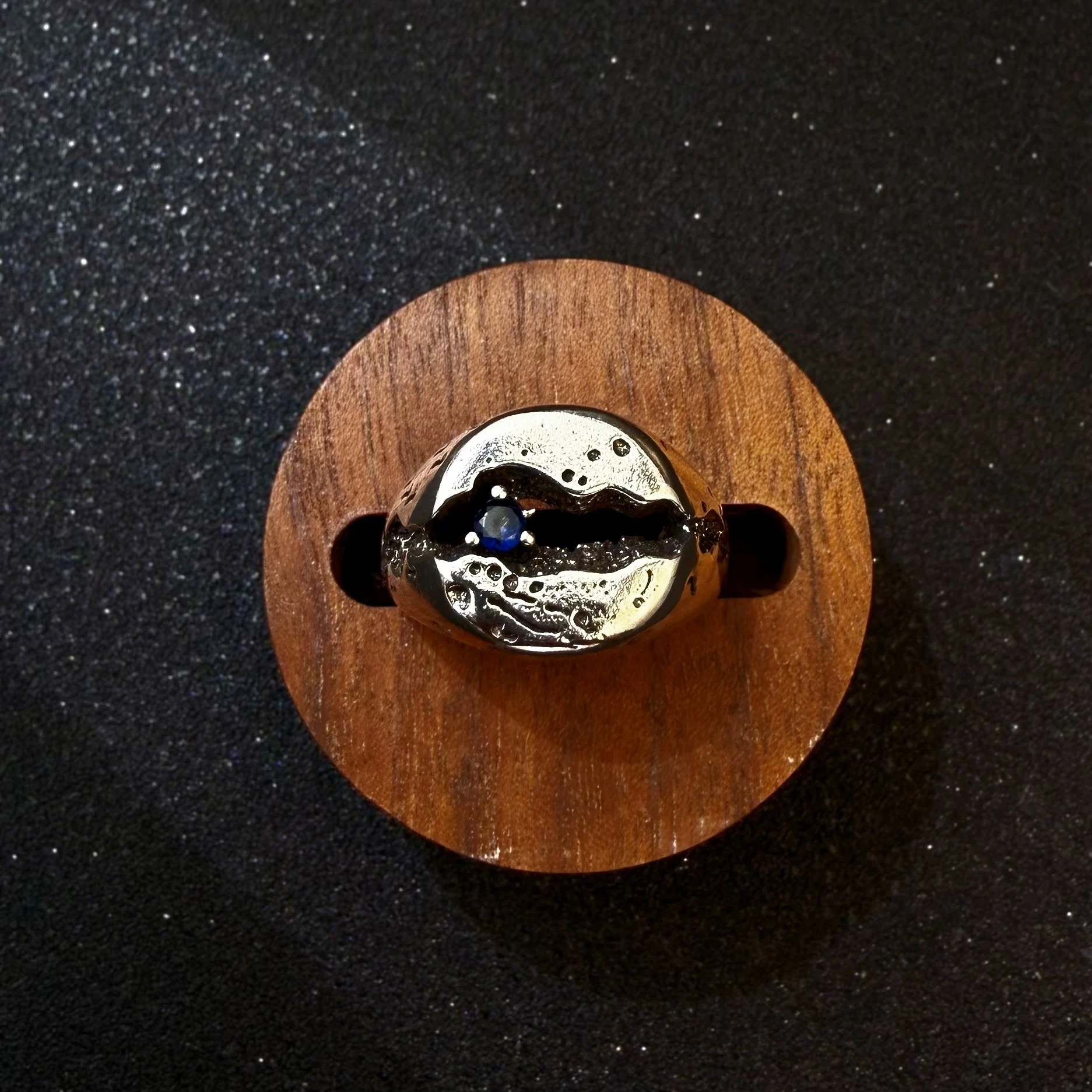 Retro Blauer Edelstein Verstellbarer Offener Ring für Männer Punk Gothic Edgy Hiphop Messingschmuck Vintage Biker-Accessoires Männergeschenk – Detail 11
