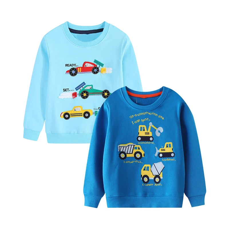 Little maven 2PCS Baby Boys 2026 Autumn Spring New Cartoon Vehicles Tops Hoodies SweaterShirts for Kids Clothes  2-7 Years