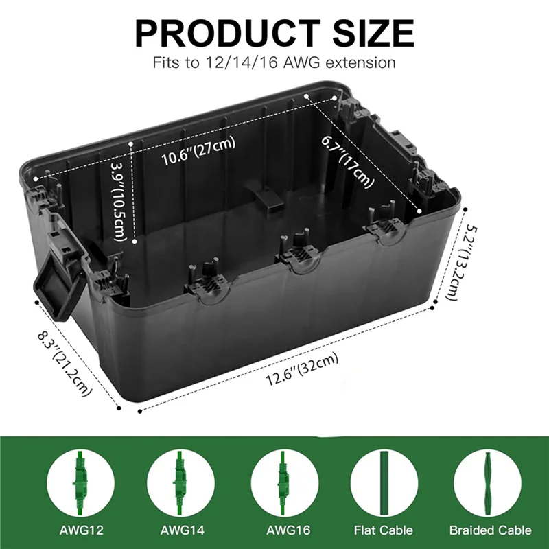 A92P 2X Outdoor-Elektrokasten, große Verlängerungskabelabdeckung für den Außenbereich, wasserdichte, wetterfeste Verbindungskasten