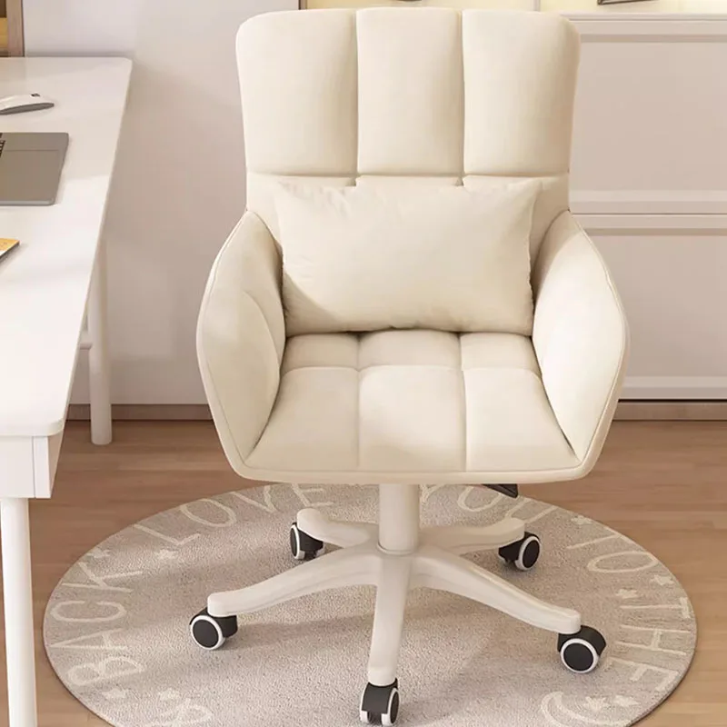 Swivel Ergonomic Office Chairs Modern Luxury Design Beige Office Chairs Arm Comfortable Cadeira De Escritorio Desk Accessories