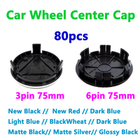 80pcs 6pin 75mm 3pin Car Wheel Center Caps Badge For B/C/E/S Class A Class C200L GLC GLK CLA W126 Auto Styling Accessories