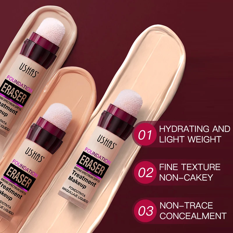 كريم أساس سائل من USHAS Sponge-Tip، عديم الوزن ويدوم طويلاً، للتحكم في الزيت والترطيب، لمسة نهائية لا تشوبه شائبة، تغطية قابلة للبناء #2