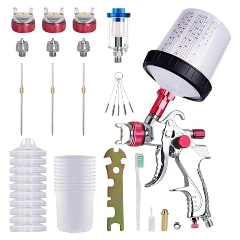 

Air Spray Paint Kit With 1.4/1.7/2.0Mm Nozzles & Water Oil Separator,Paint Sprayer For House Painting,Furniture Spraying