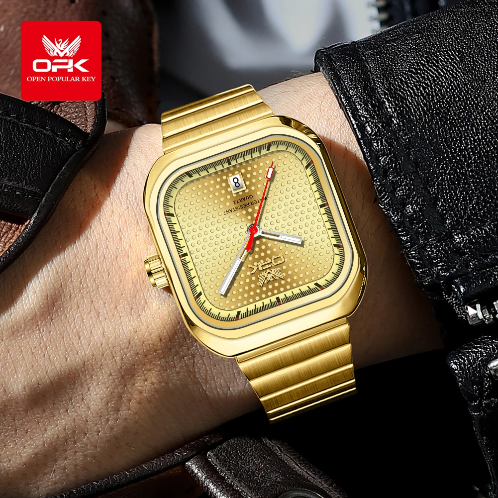 OPK 6041 Square Gold Quartz Wa - Smartwatch Square Watches For Men 评论和价格