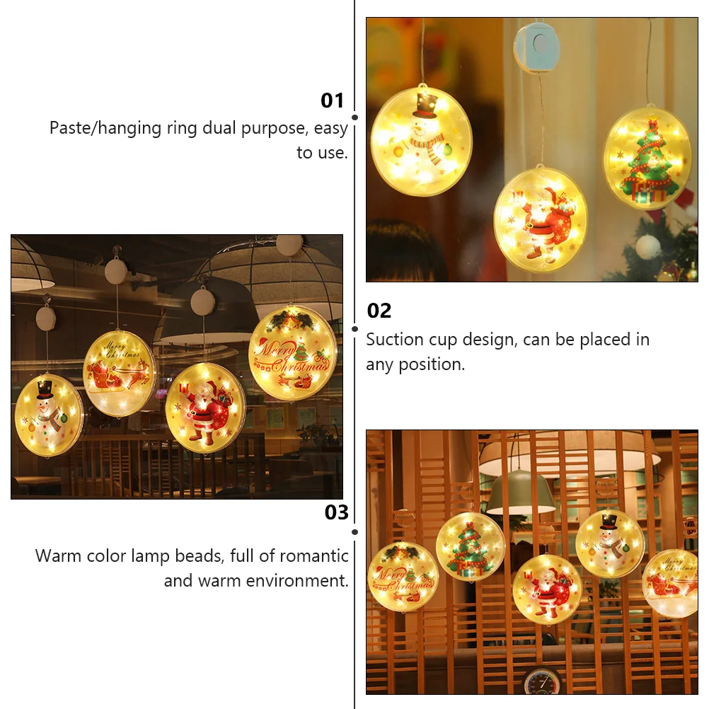 

1Pcs Santa Claus Suction Cup Lamp Christmas Decorative Light Warm Flashing Party Courtyard Showcase Lamp Party Supply