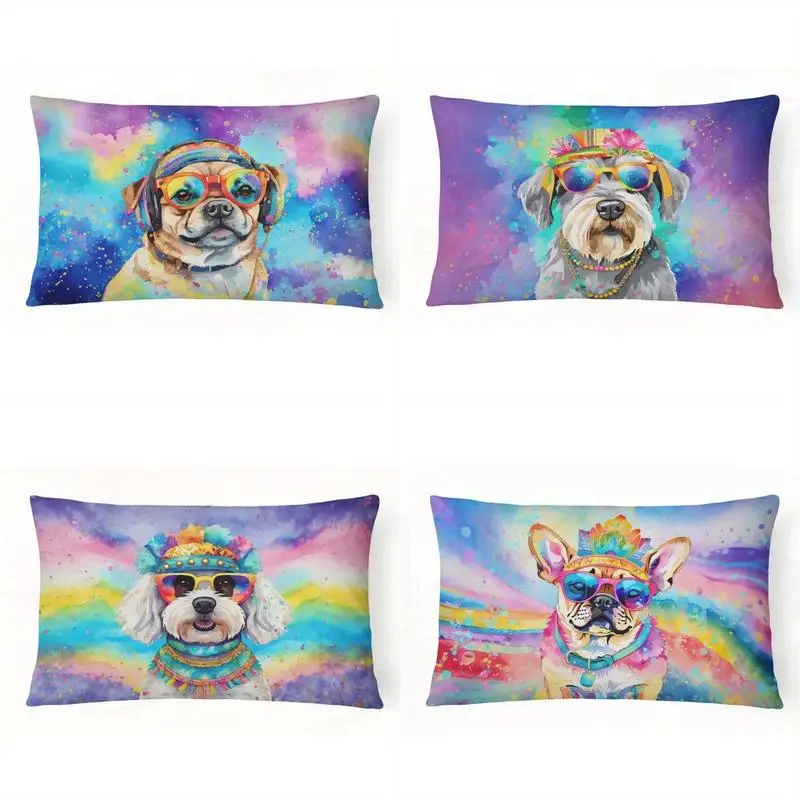 Cool DJ Dog Throw Pillow Cover Suitable For Sofa Bedroom Car Pillow Cover Cushion Rectangular Back Cushion