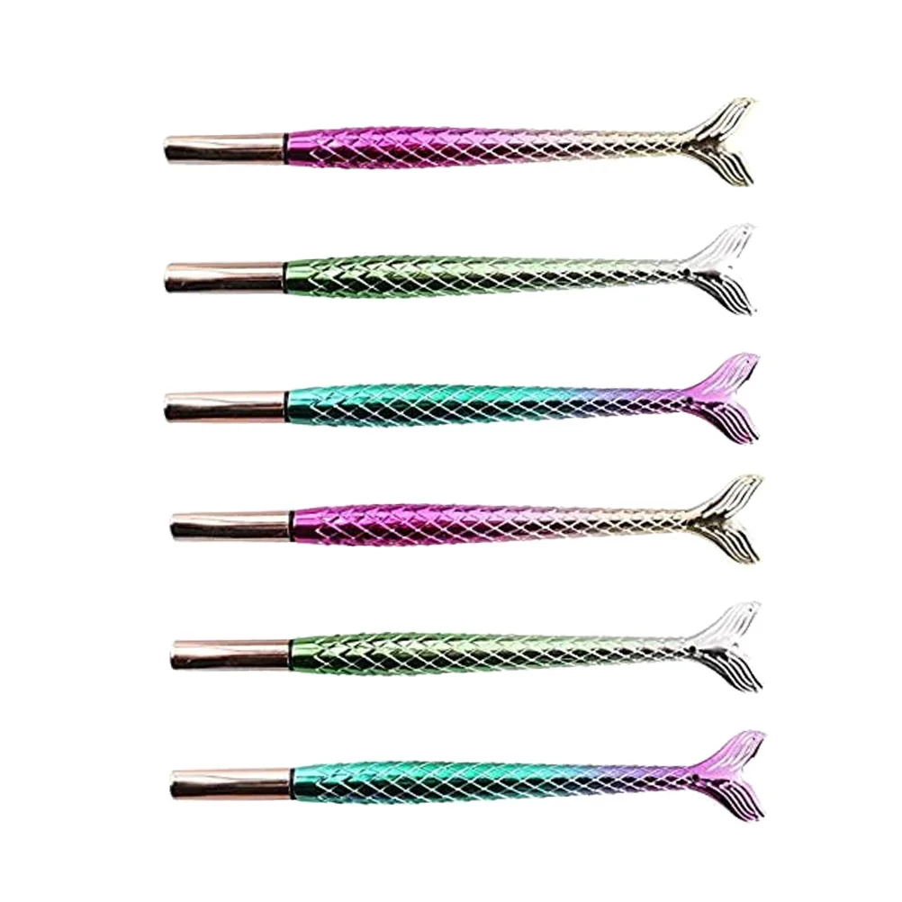 6Pcs Delicate Gel Pens Mermaid Tail Design Smooth Writing Multi-Function Handwriting Pen Household Portable Sign Pen