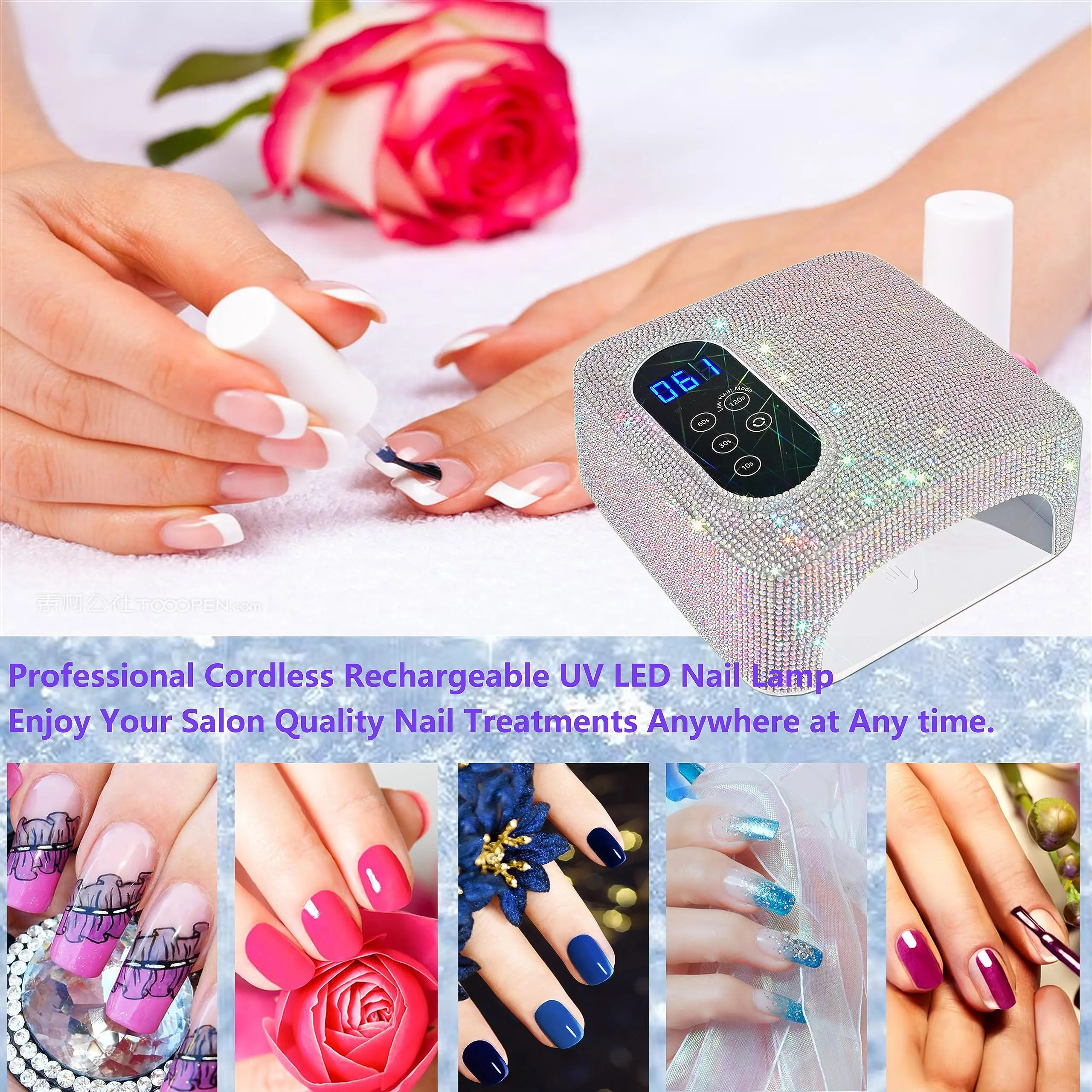 Oplaadbare Uv Led Nagellamp 72W Draadloze Nageldroger Met Kristallen Professionele UV-Cabine Voor Gel Nagels Droger Manicure Lamp