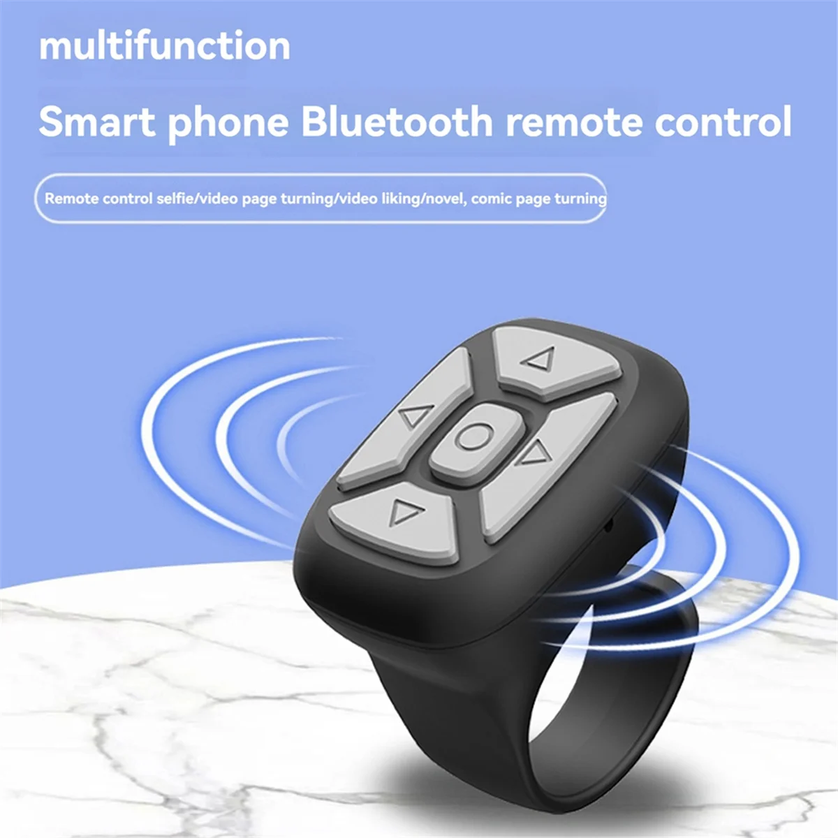 Wireless Bluetooth Remote Controller Mobile Phone Selfie Controller Ring Mobile Phone Remote Controller Black