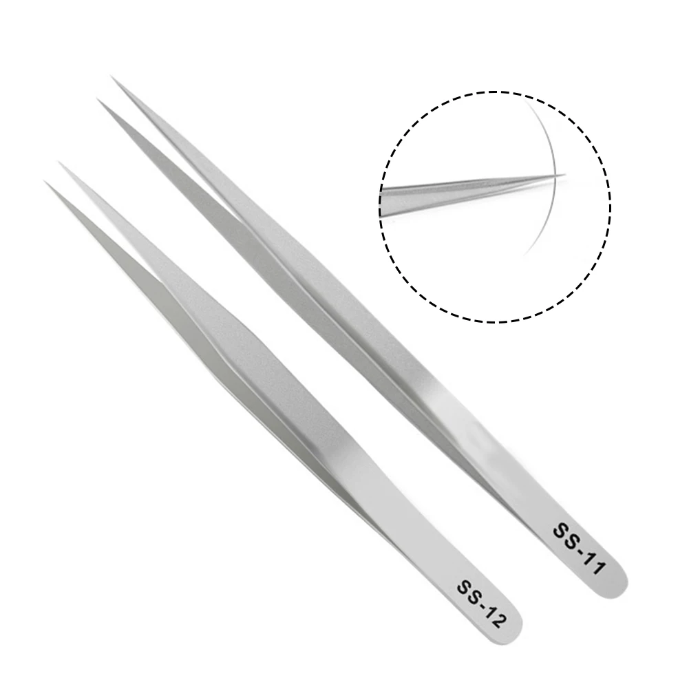 

1PC Tweezers Stainless Steel High Precision Elbow Fine Tip Anti-Static Repair Tool For Electronics Small Accessories