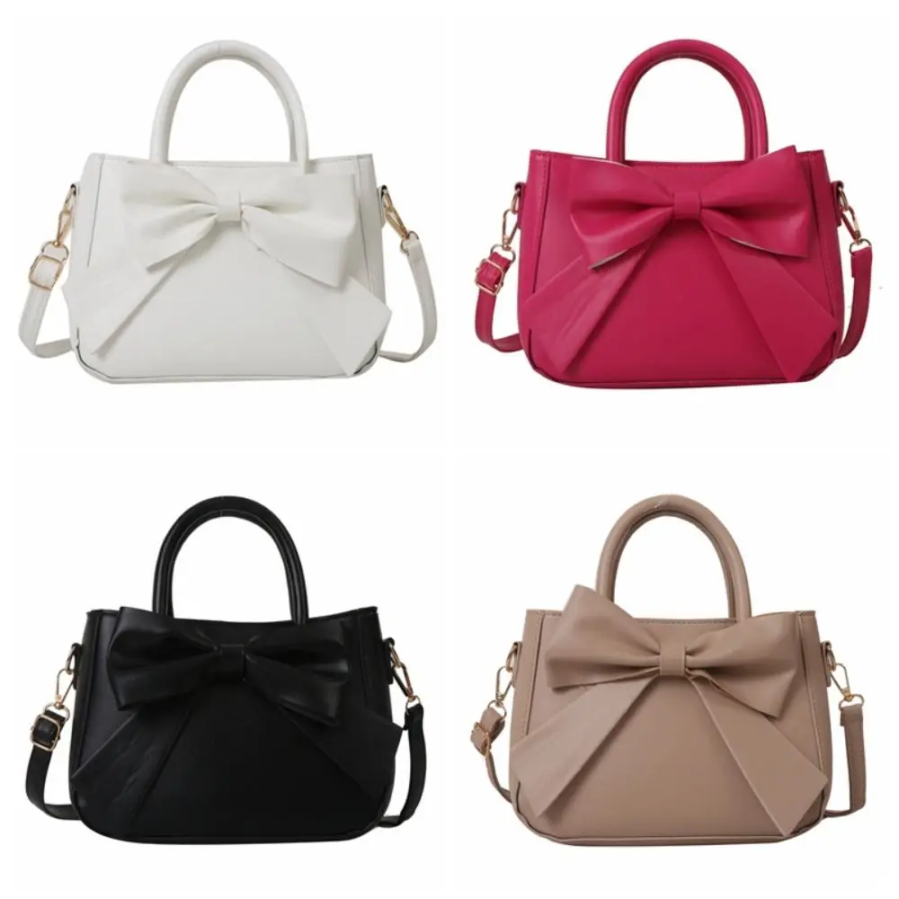 Bolsa de ombro de couro bowknot com zíper, grande capacidade, impermeável, crossbody, stroge, maquiagem, batom