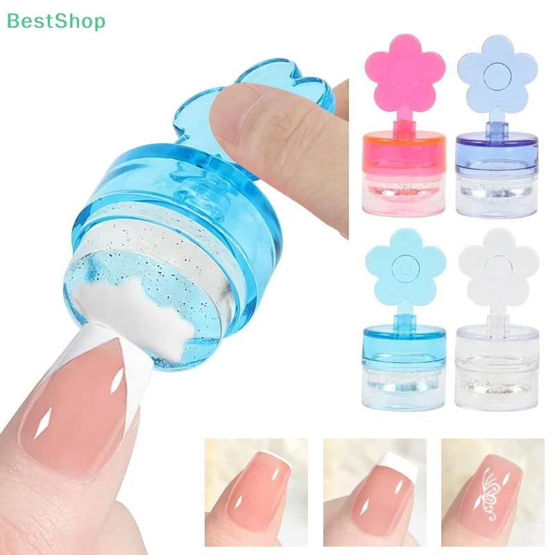 1세트 꽃 모양 네일 스탬퍼 투명 실리콘 헤드 매니큐어 스크래퍼 전사 템플릿 프린팅 키트 네일 아트 스탬핑 플레이트