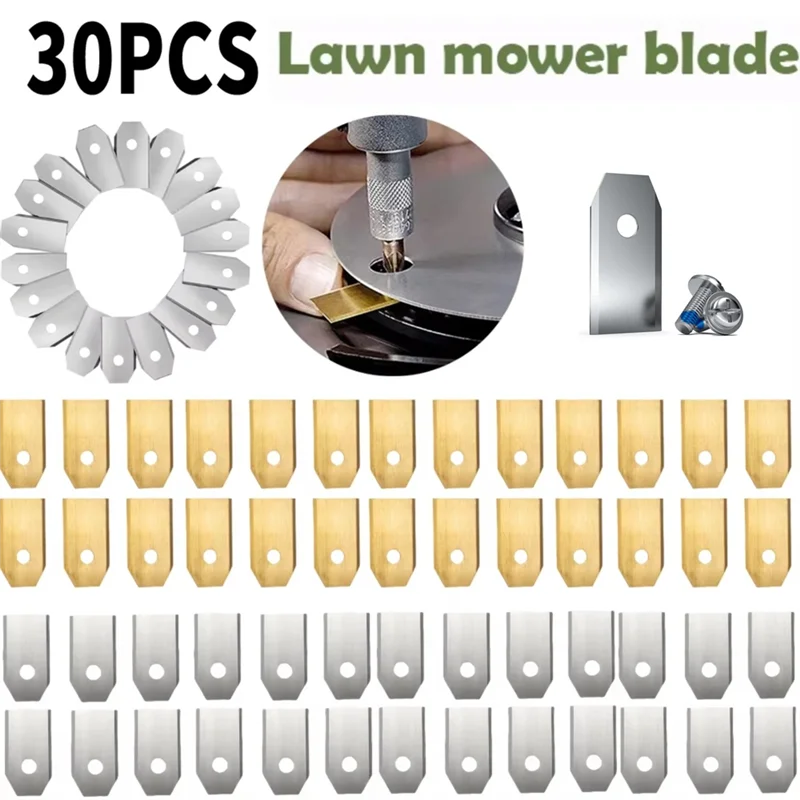 Picture 6: AT43-Replacement Trimmer Blade 30PCS Stainless Steel Lawn Mower Cutting Blades Set For ECOVACS Cutter