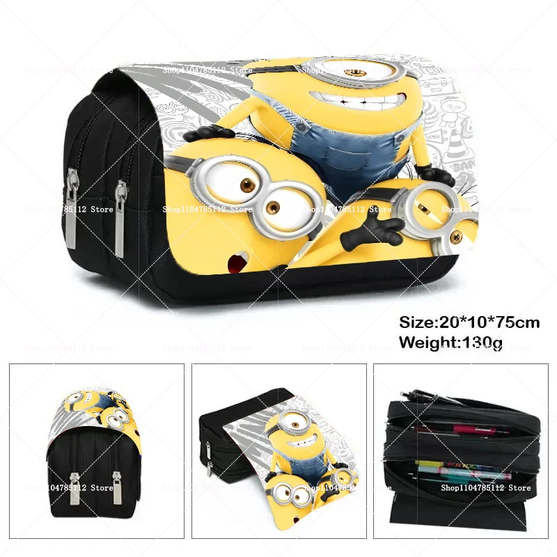 Minionses Pen Bag Cute Cartoon Anime Pen Pouch Student Casual Stationery Case Large Capacity Pencil Pouch Back To School Gift image 5