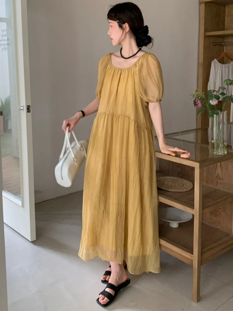 เสื้อคลุมทรงหลวมสไตล์วินเทจสำหรับฤดูร้อน ดีไซน์โบว์ผูกปม ช่วยลดเลือนริ้วรอย จีบระบาย ทรงบับเบิ้ล สไตล์หวานๆ สำหรับผู้หญิง