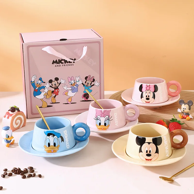 

Disney Minnie Mickey Donald Duck Daisy Cute Creative Personalized Cartoon Pattern New Home Ceramic Coffee Cup And Saucer Set