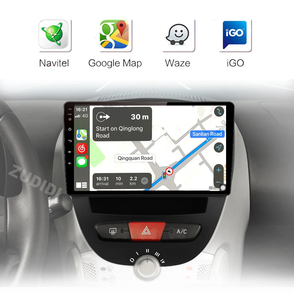 أندرويد 16 2 الدين سيارة مشغل وسائط متعددة لبيجو 107 تويوتا Aygo سيتروين C1 2005-2014 رئيس وحدة ستيريو لتحديد المواقع والملاحة BT WIFI