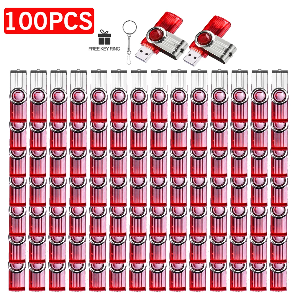 

100PCS/LOT High Speed Capacity USB Flash Drive 128GB Black Plastic Pen Drive Rotatable Waterproof Memory Stick Free Keychain