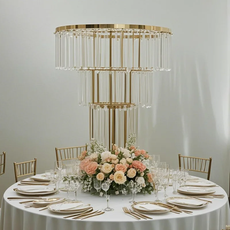 

1pcs/2pcs/4pcs/5pcs/6pcs Golden Acrylic Wedding Flower Stand 3 layers Floor Wedding Flower Stand Center Piece
