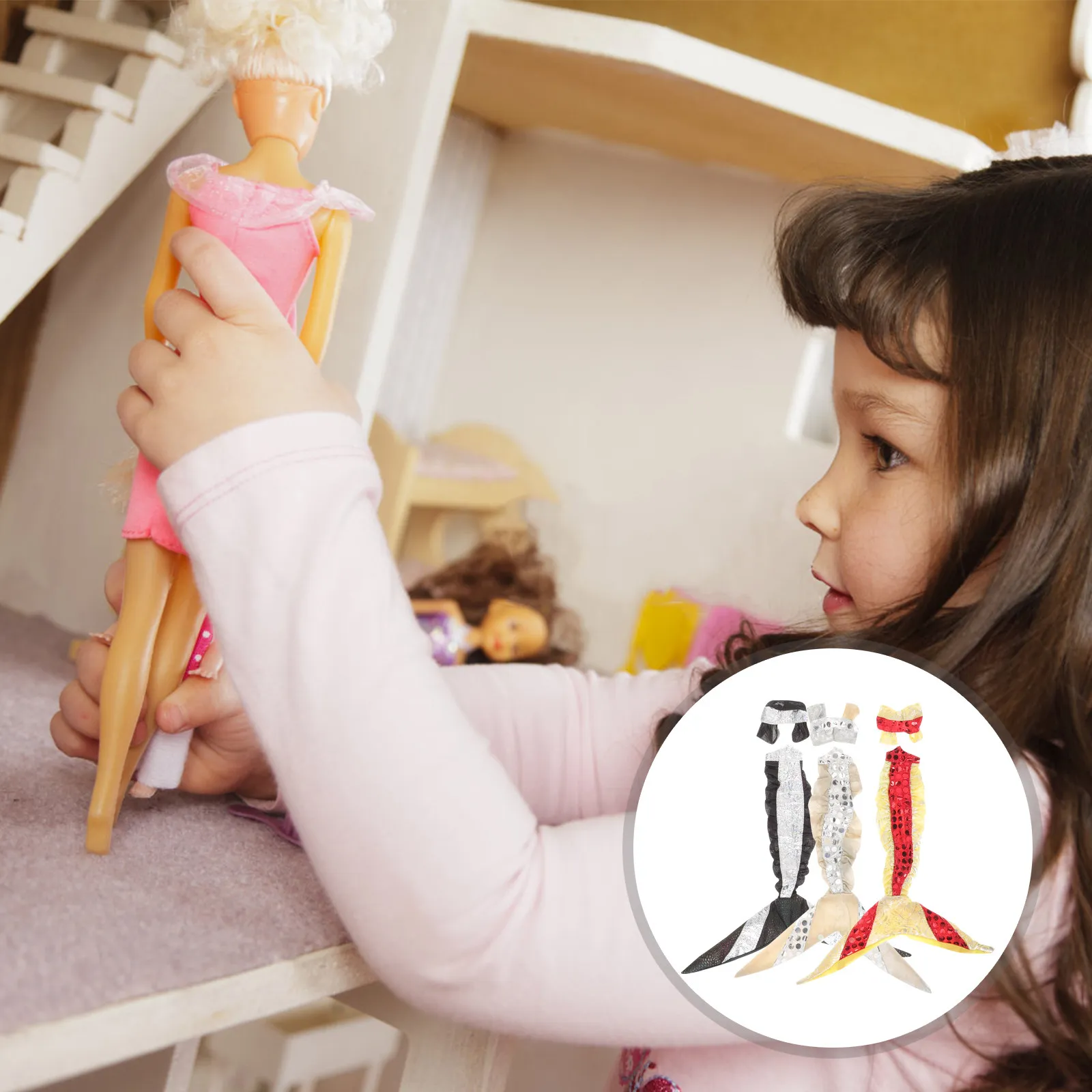 

3 Sets Princess Clothes Delicate Costume Lightweight Reusable Lovely Swimwear Compact Wear-Resistant Dress for Girls