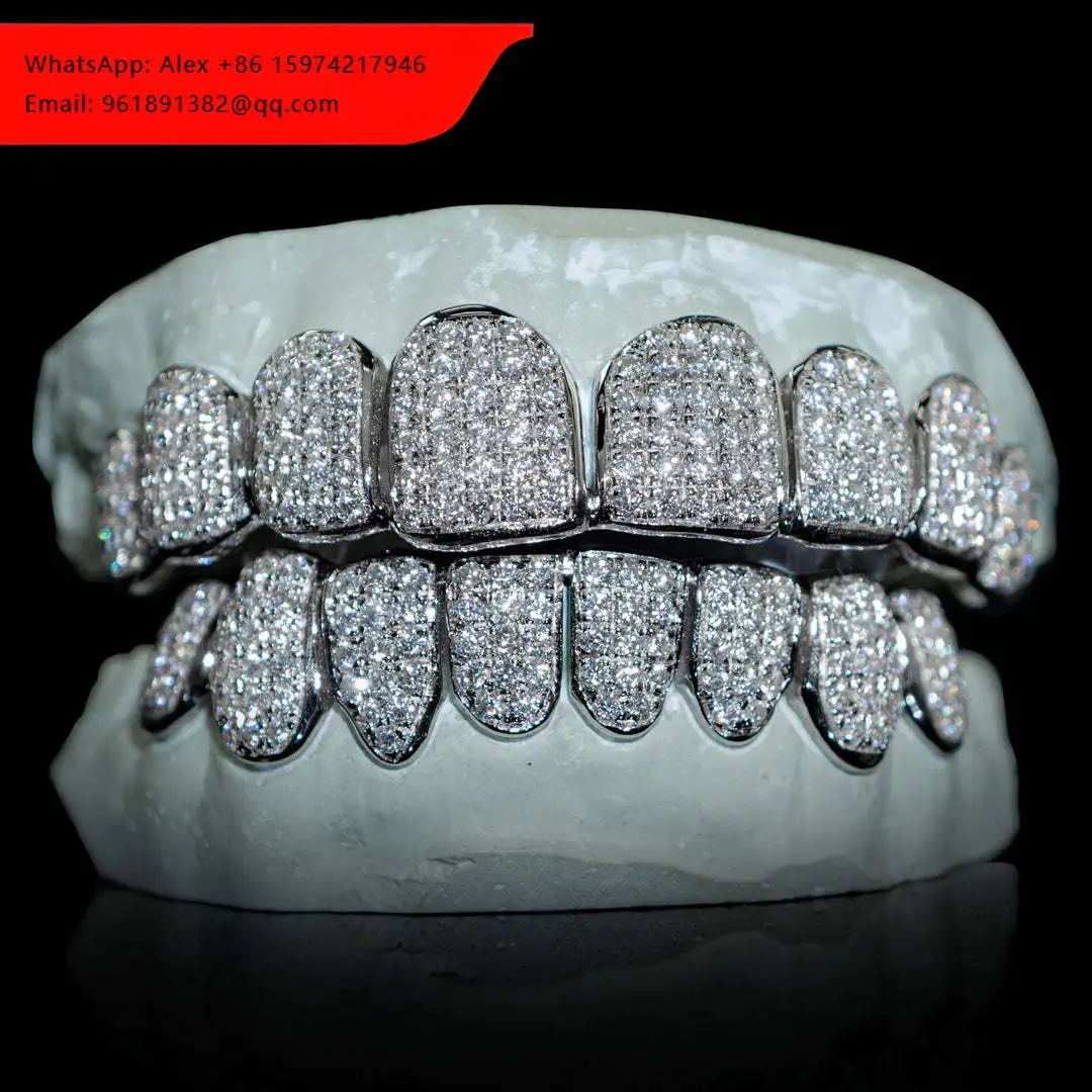 

10K 14K 18K Vvs Moissanite Grillz Custom Gold Teeth Grillz With Round Brilliant Cut Hip Hop Diamond Grillz For Men Women