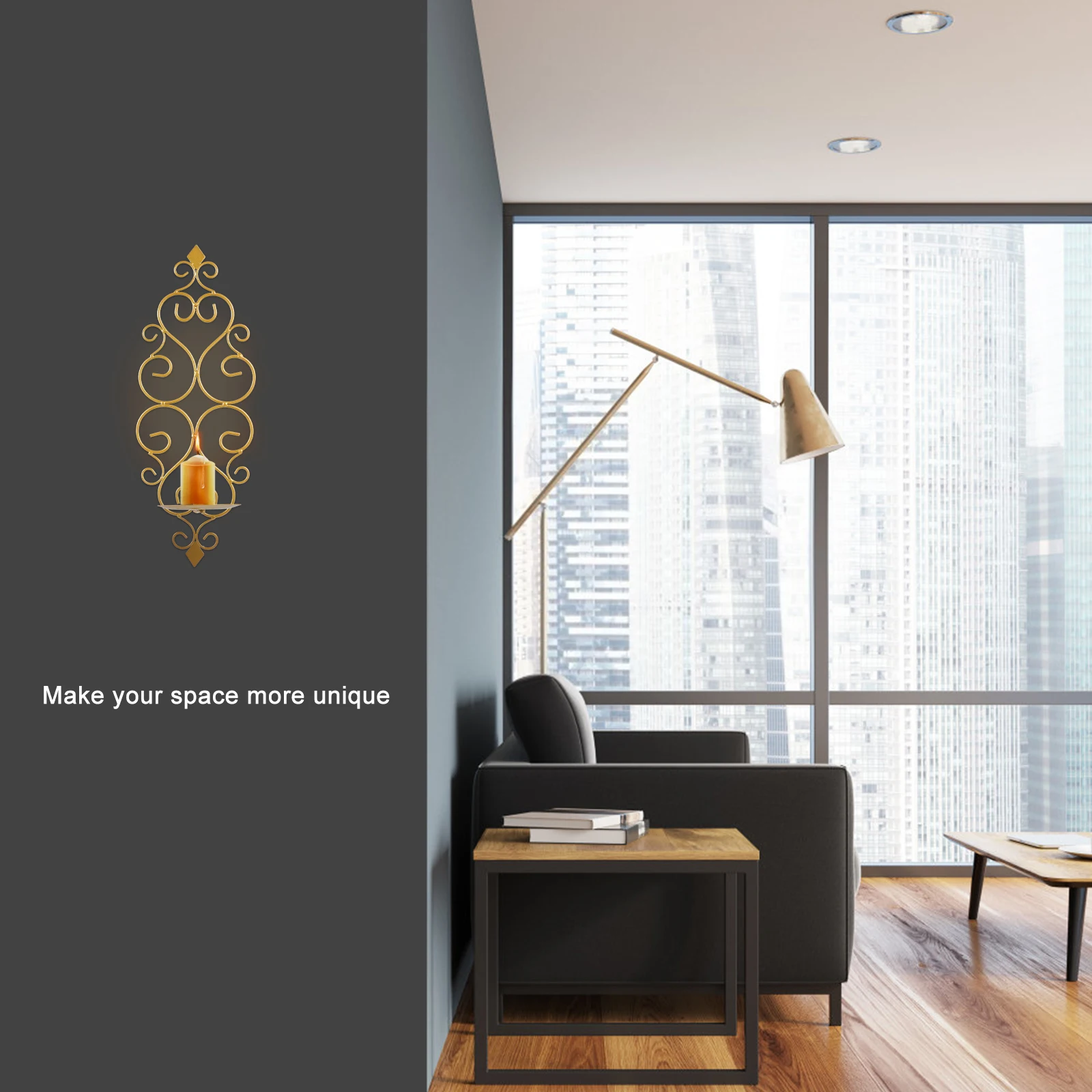 

Iron Wall Sconces Holder Stand Retro Elegant Tealight Decor Bedroom Living Room Study Office Hotel Gift