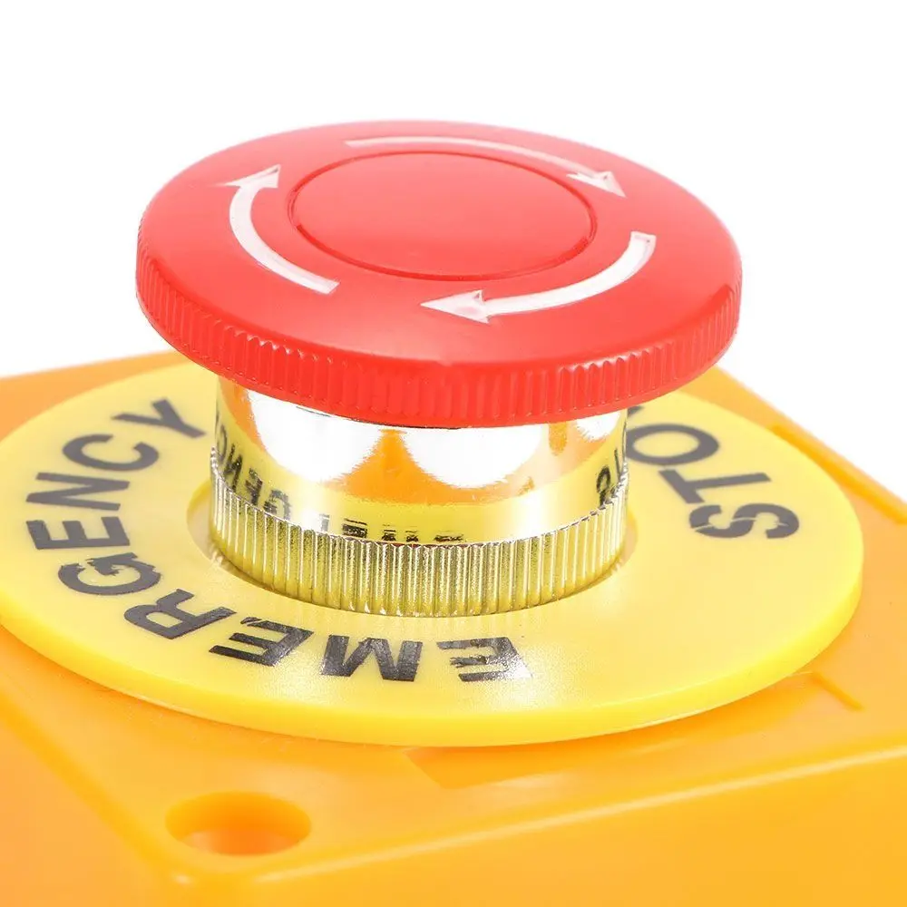 Red Sign Push Button Switch Mushroom Cap Plastic Emergency Stop Button Switch Box 1NC / 1NO+1NC Contact Waterproof