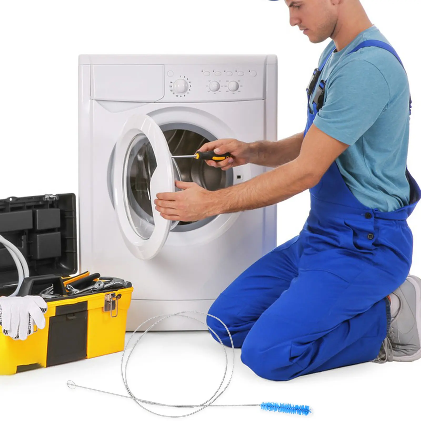 

2Pcs Flexible Spring Hose Brush Set Long Tube Cleaner for Washing Machine Refrigerator Dryer Vent Cleaning Drain Pipe