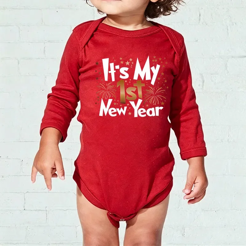 It's My 1st New Year Baby Rompers Newborn Short Sleeve Infant Jumpsuit First New Year Baby Bodysuit Toddler New Year Ropa
