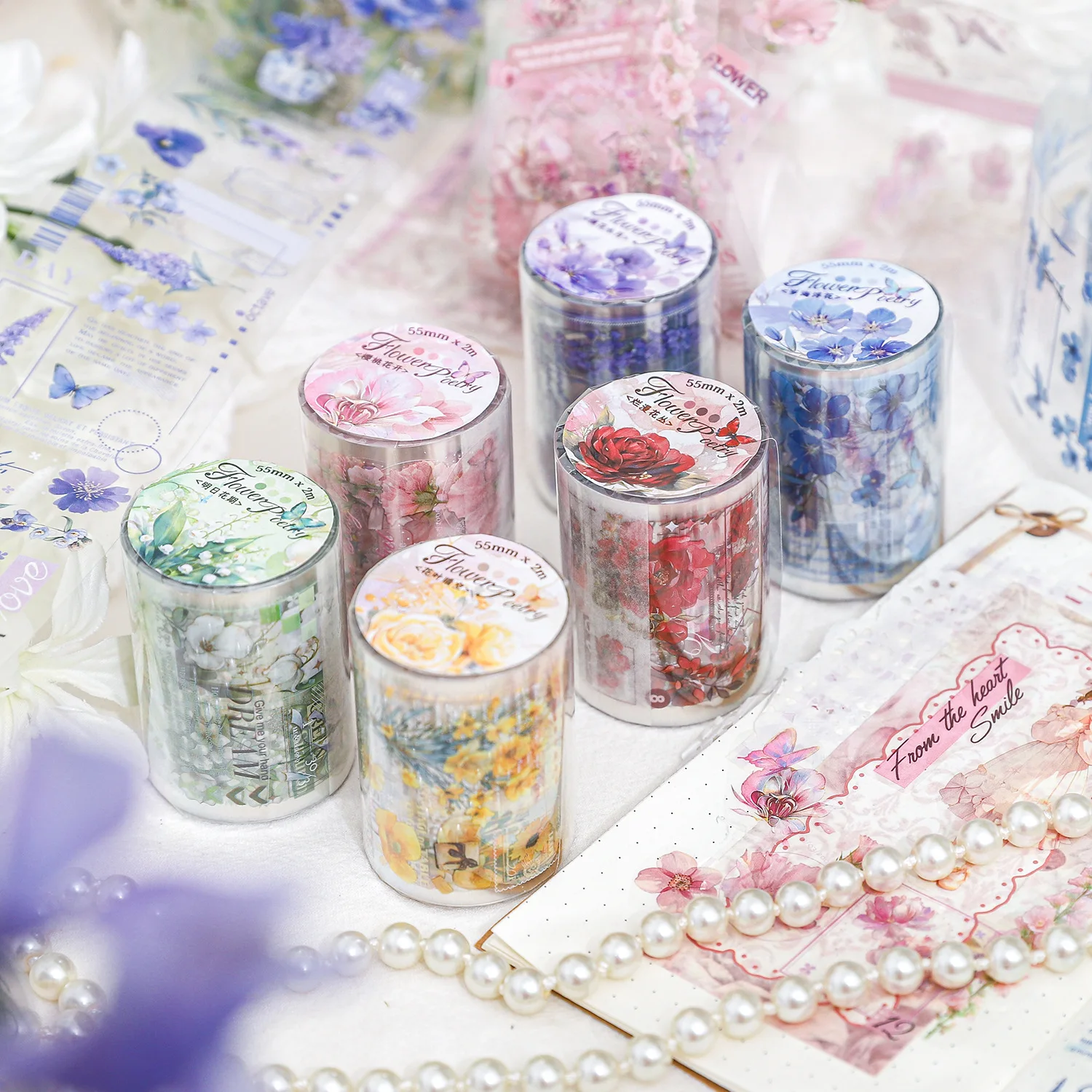 1pcs/lot Decorative Adhesive tapes flower-colored long recitation masking tapes Junk Journal Scrapbooking stikcers DIY Paper