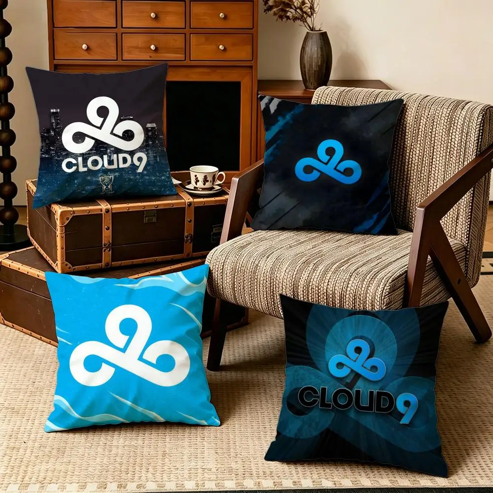 Esport-Cloud9S Cushion Cover Soft Velvet Cushion Cover Set 4Pcs 50x50 45x45 Zipper Pillowcase for Home Decor