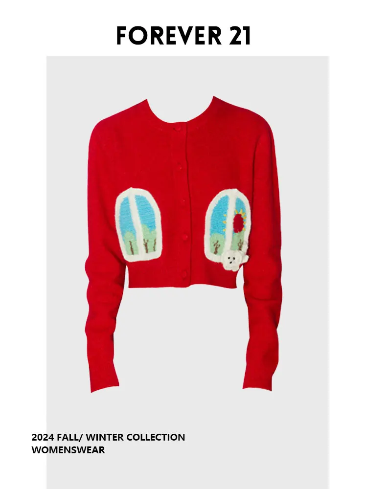 

Мягкий уютный ор вязаный свитер с открытой передней частью и окном сбоку «Маленькая белая собака» для мамы и дома Forever 2, осенний топ в стиле ретро с длинным светом