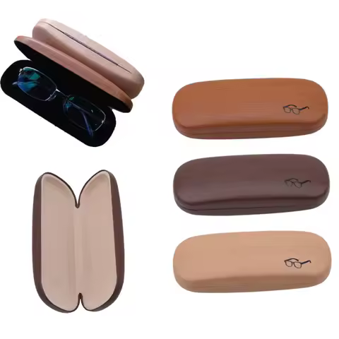 1Pcs Wood Grain Hard Kit Holder Metal Reading Glasses Case For Men And Women PU Leather Eyeglass Box High Quality