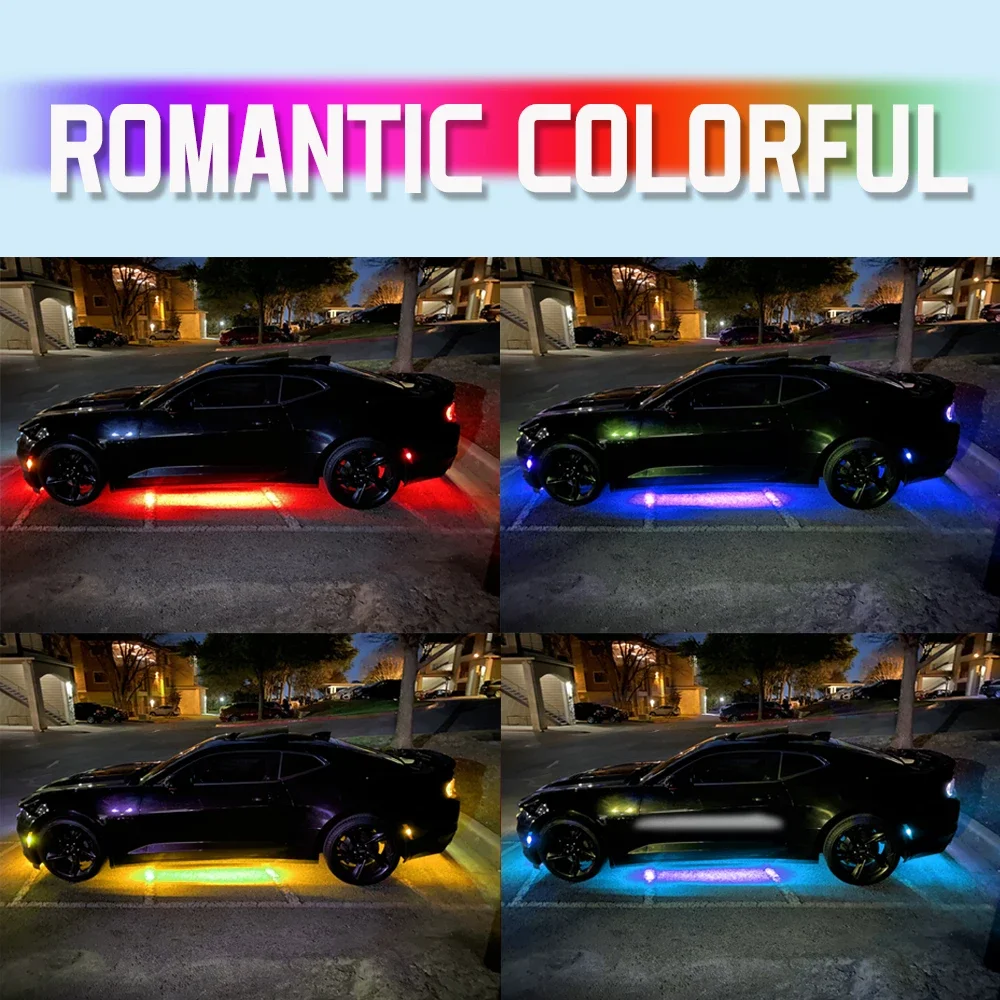 Car Chassis Lights LED Underglow Kit 12V Neon Lamp Underbody Lighting LED Atmosphere Light Sound Control APP RGB Flexible Strips