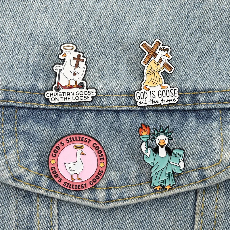 2-7pcs/set Animal Collection Enamel Pins Goose Parrot Cat Memes Frog Duck Raccoon Brooches Lapel Badges Cartoon Whale Jewelry image 6