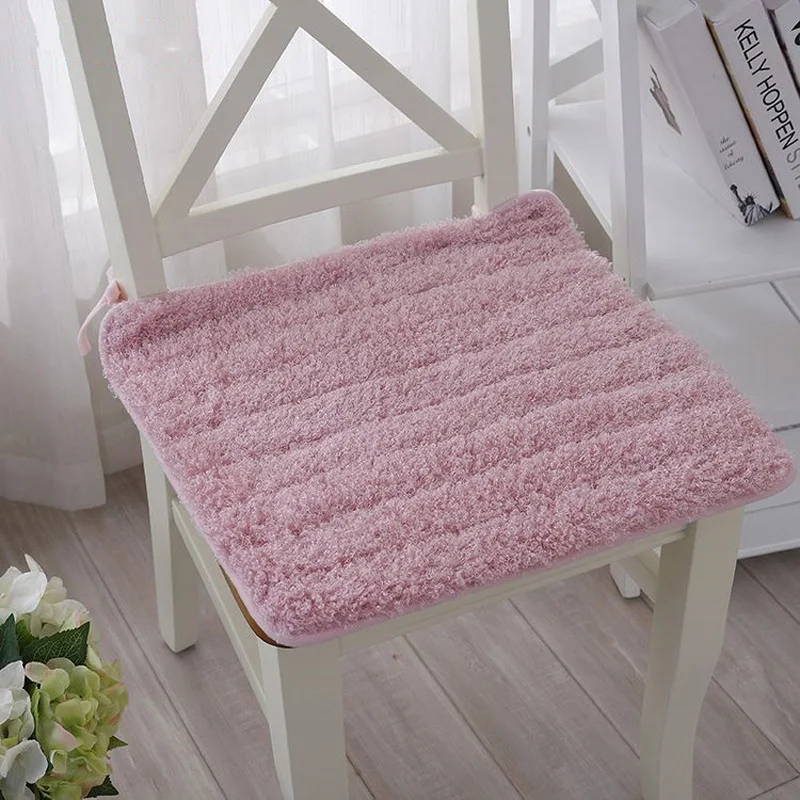Four Season Universal Stripe Plush Dining Chair Cushion Thicken Warm Office Stool Mat Home Study Computer Chair Square Seat Pad