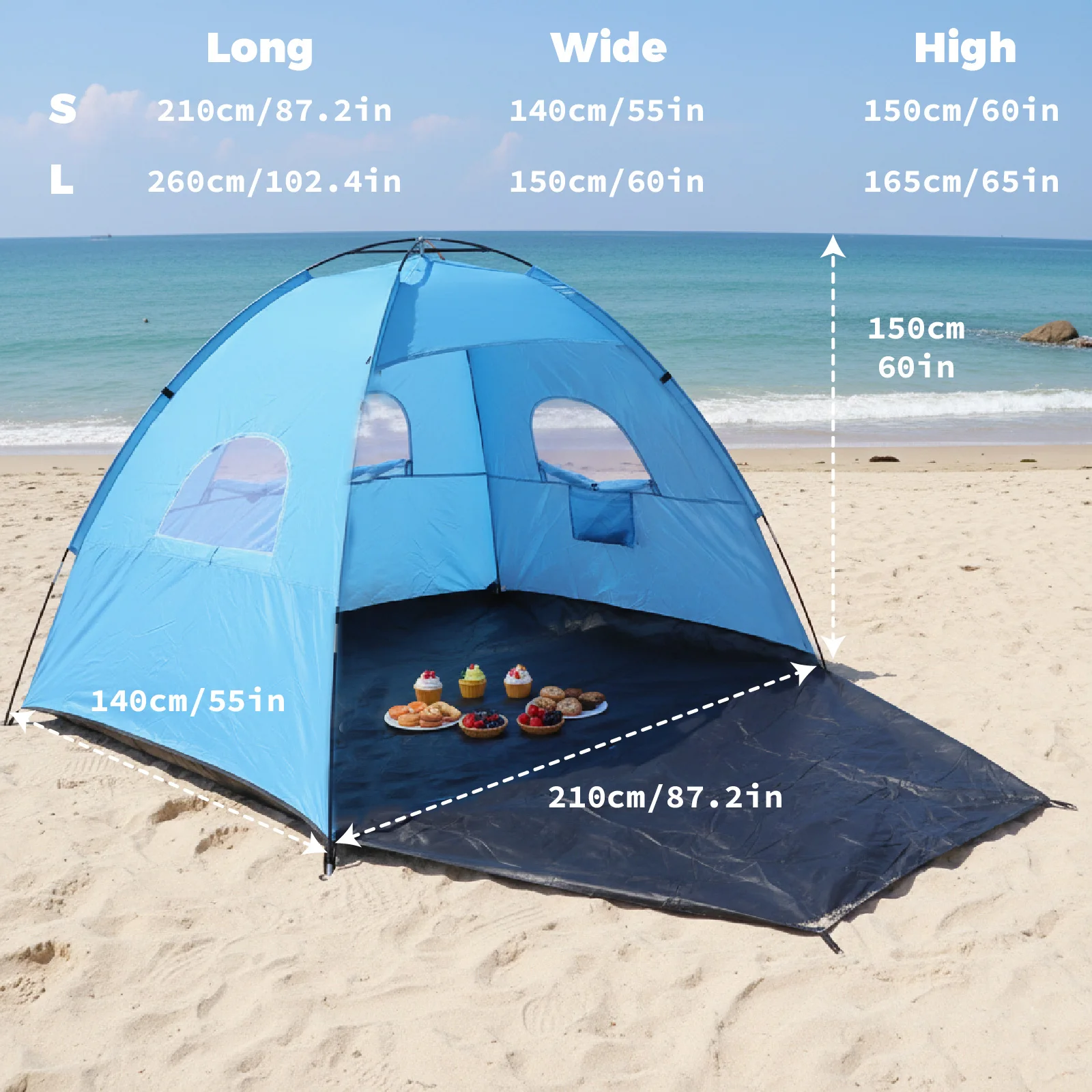 Portable Waterproof Pop-Up Beach Canopy Tent with UV Protection Easy Setup for Spring Outings And Beach Trips Outdoor Leisure Ac
