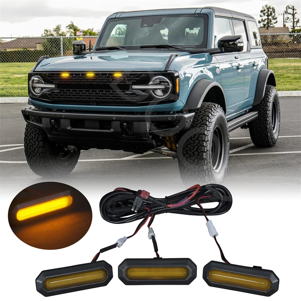 Grills Led Lights Fit For 2021 Bronco Sports 2022 2023 Signal Daytime Light High Version Car