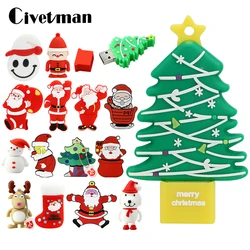 Usb Flash Drive 128Gb Pen Drive Cartoon Sneeuwpop Eland Sok Kerstboom 16G 32G 64G Santa Claus Pendrive 256Gb Memory Stick Cadeau