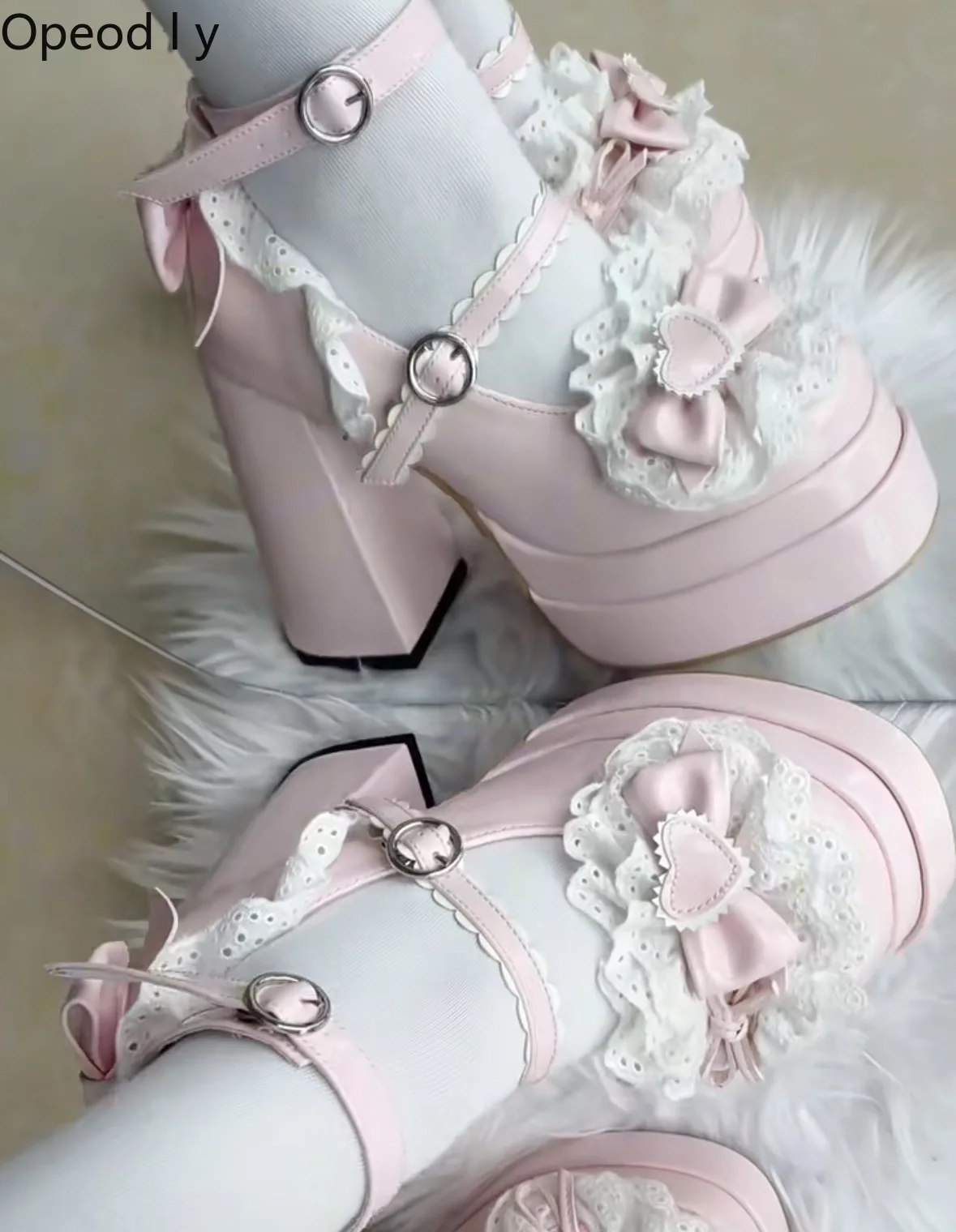 Original Lolita High Heels 2026 New Fashion Round Head Platform Elegant Sweet Bow Temperament Versatile Women's Shoes High Heels
