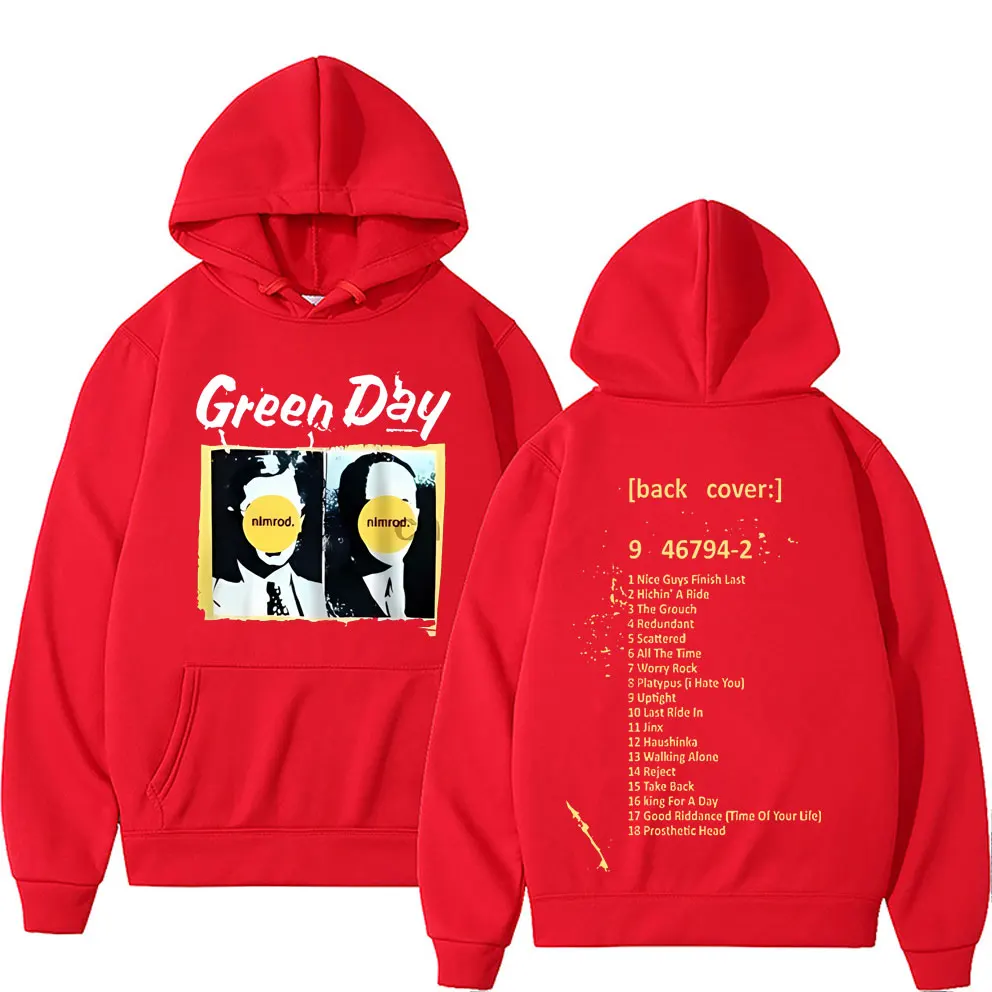 Rare Punk Band Green Day Nimrod Back Cover Print Hoodie Men Vintage Gothic Rock Oversized Sweatshirt Male Hip Hop Casual Hoodies