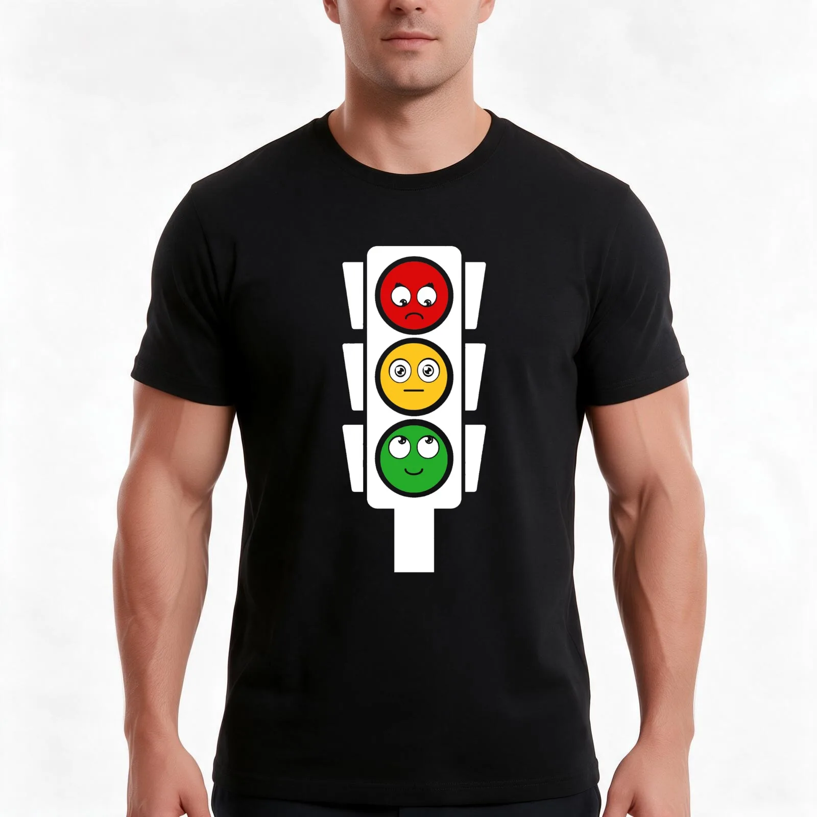 Traffic light moods T-Shirt Summer Casual Cotton Tee Oversized Streetwear Tops Vintage Graphic Print Loose Fit Short Sleeve
