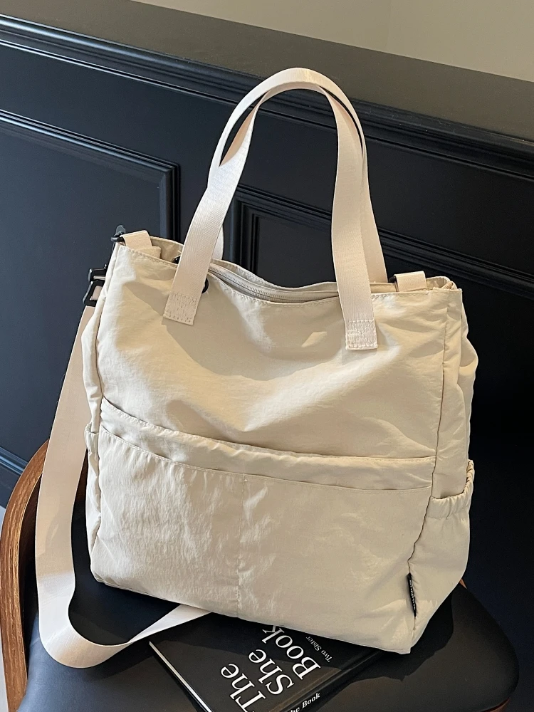 Artistic Large Capacity Pure Color Student Backpack Multi-Functional Handbag Trendy Brand Versatile Single Shoulder Bag for W...