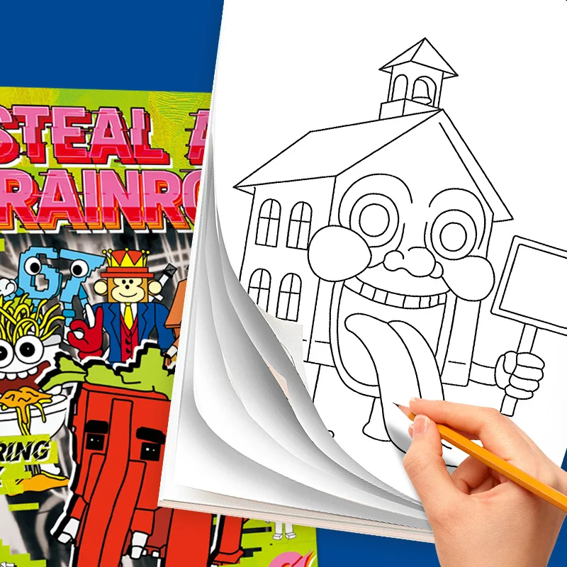 Steal a Brainrot Coloring Books Sketchbook School Colors Painting Art Supplies 67 House 9 Job Drawing Books Gifts Set Girl Toys view 4