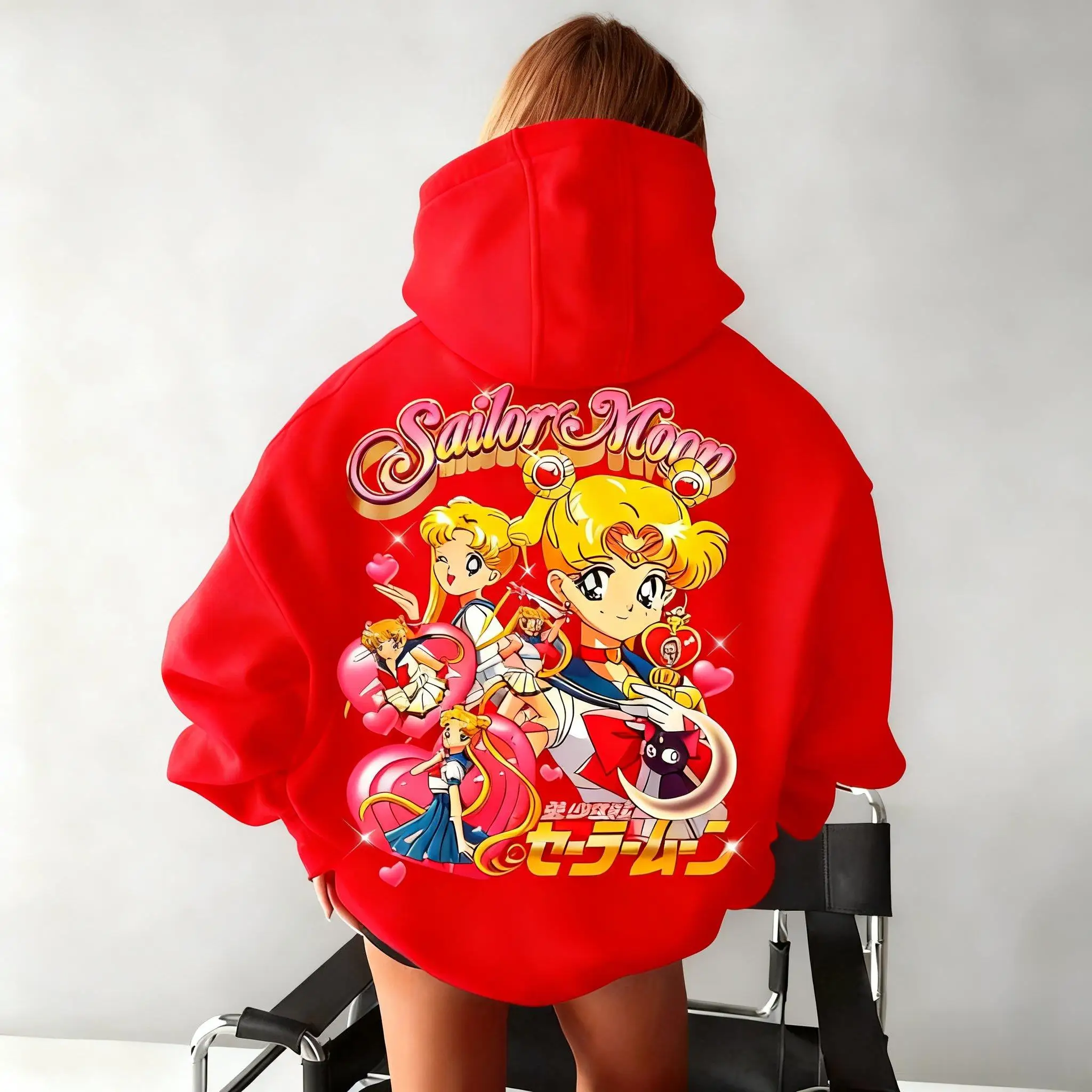 Sailor Moon Oversized Hoodie Mannen Vrouwen Sweatshirt Anime Print Casual Streetwear Cosplay Jas Lente Herfst Y2k Tops