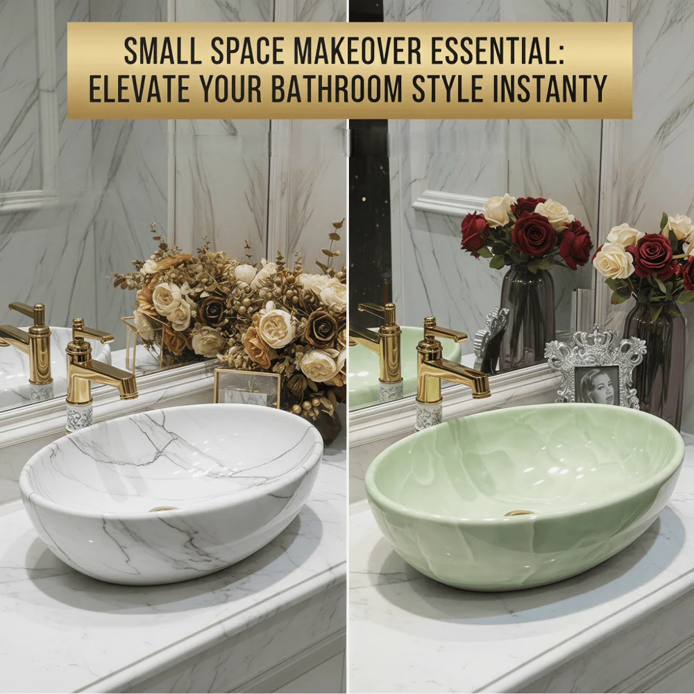 Modern Oval Vessel Bathroom Sink Above Counter Ceramic Multi-color Marble Texture Countertop Wash Bowl Home Hotel